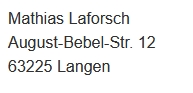 Adresse für Impressum